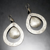 Bijoux Ethniques Africains Boucles d'Oreilles Peul Fulani Mali 119PT Plaqu argent Pendant Double Goutte Grave