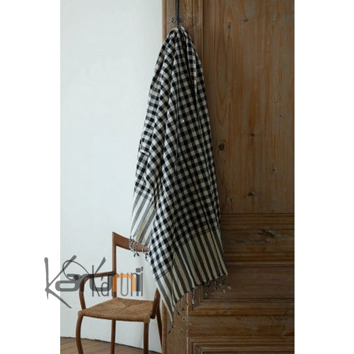 Krama Cheche Foulard Echarpe Coton Homme Femme Cambodge Bassac Sarany Shop Grands Carreaux Rouge Blanc 160x55 Cm