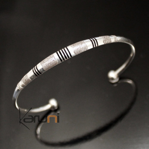 Bijoux Touareg Ethniques Bracelet en Argent et Ebne Rond Homme/Femme 07