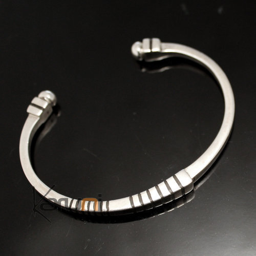 Bracelet en Argent et Ebène Carré Design Homme/Femme 01