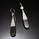 Bijoux Ethniques Touareg Boucles d'Oreilles en Argent et Ebne 09 Goutte Grave