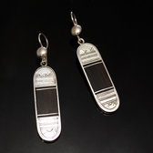 Bijoux Ethniques Touareg Boucles d'Oreilles en Argent et Ebne 40 Cartouche Graves