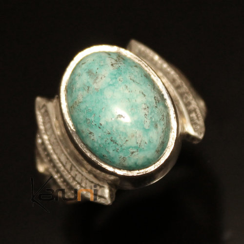 Bague en Argent Homme/Femme Chevalière Ovale 52 Pierre Turquoise Bleue