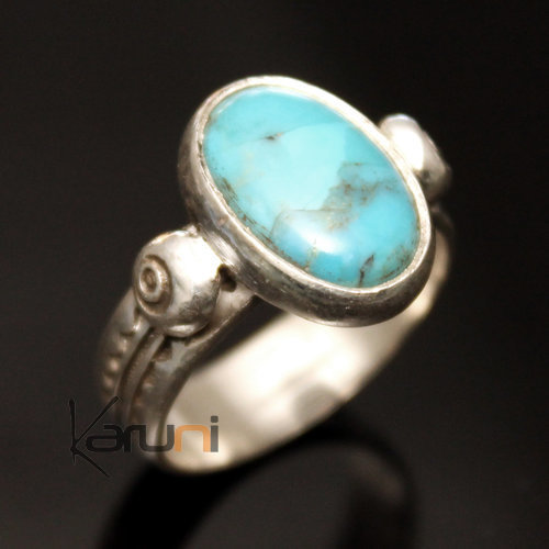 Bague en Argent et Turquoise 19 Ovale
