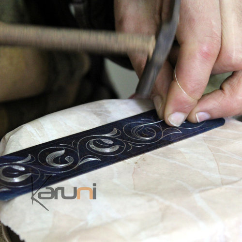 Bijoux Ethniques Orientaux Berb�res Bague Damasquin�e en Acier et Argent Massif R�glable Filigranes Homme/Femme 03 Maroc Meknes c