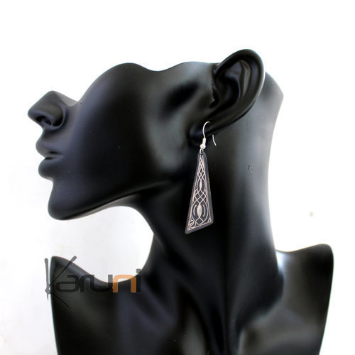 Boucles d'Oreilles Damasquinage en Acier et Argent Massif Réglable Filigranes 18 Maroc Meknes