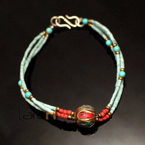 Bracelet Perles Babu 08 Turquoise Racine de Corail