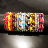 Bijoux Ethniques Artisanaux Set de 2 Bracelets Roll-On en Perles Crochet Npal Femme/Enfant 04 Bleu Ciel/Noir Argent b