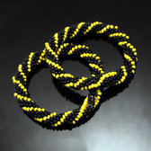 Bijoux Ethniques Artisanaux Set de 2 Bracelets Roll-On en Perles Crochet Npal Femme/Enfant 08 Noir/jaune