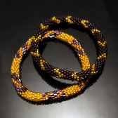 Bijoux Ethniques Artisanaux Set de 2 Bracelets Roll-On en Perles Crochet Npal Femme/Enfant 31 Brun/Dor