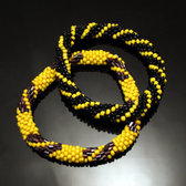 Bijoux Ethniques Artisanaux Set de 2 Bracelets Roll-On en Perles Crochet Npal Femme/Enfant 32 Noir/Jaune