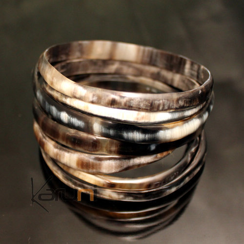Bijoux Ethniques Touareg Bracelet en Corne 24 Jonc Fin Noir b