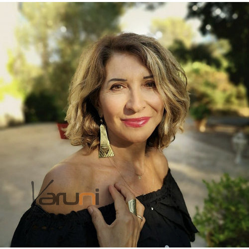 Boucles d'Oreilles Peul Fulani Mali 122T Bronze Doré Pendant Triange Gravé