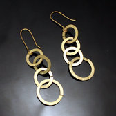 Bijoux Ethniques Africains Boucles d'Oreilles Peul Fulani Mali 30-3 Bronze Dor Pendants Cercles