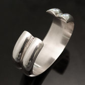 Bijoux Ethniques Nigrien Bracelet en Argent Massif 86 Jonc Manchette 2 Bandes Lisses
