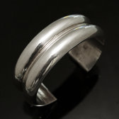 Bijoux Ethniques Nigrien Bracelet en Argent Massif 86 Jonc Manchette 2 Bandes Lisses