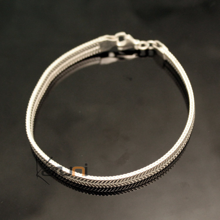 Bijoux Ethniques Indiens Bracelet en Argent Massif 925 Nepal 89 Chaîne