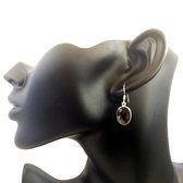 Bijoux Indiens Ethniques Boucles d'Oreilles en Argent 925 Pierres Fines 05 Goutte Ovale Facettes Quartz Fum b