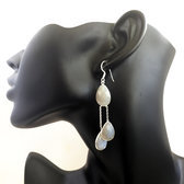 Bijoux Indiens Ethniques Boucles d'Oreilles en Argent 925 Pierres Fines 27 Gouttes Facettes Agate Irise b