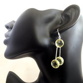 Bijoux Indiens Ethniques Boucles d'Oreilles en Argent 925 Pierres Fines 28 Gouttes Rondes Facettes Citrine Jaune b