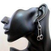 Bijoux Indiens Ethniques Boucles d'Oreilles en Argent 925 Pierres Fines 29 Gouttes Ovales Facettes Quartz Fum b