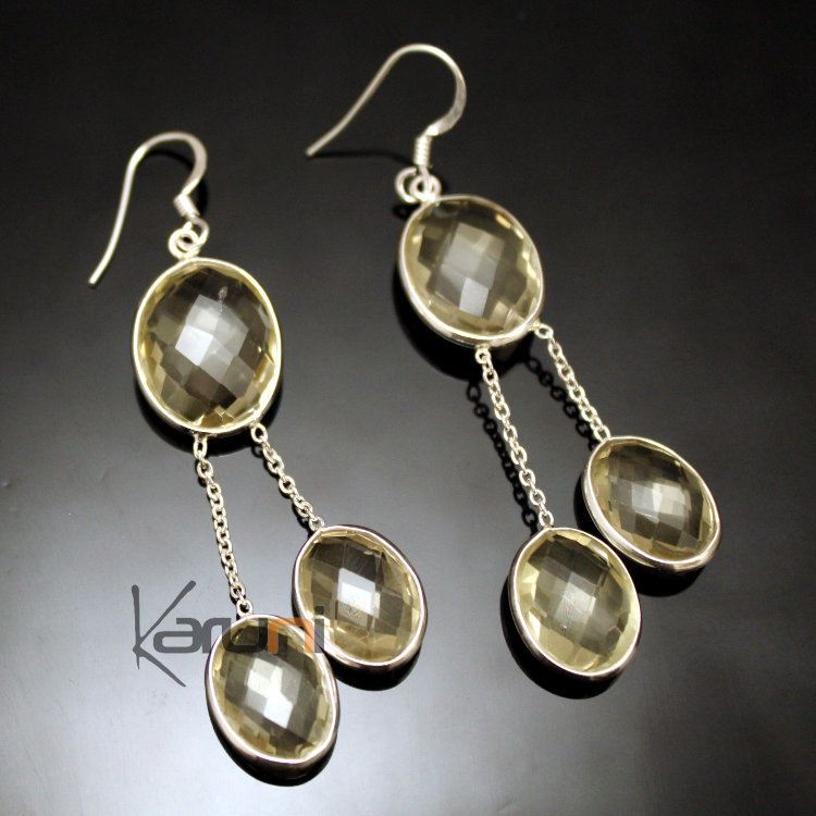 Magnifiques Boucles D'oreilles En Argent Avec Citrine - Sans Boîte D'origine