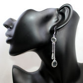 Bijoux Indiens Ethniques Boucles d'Oreilles en Argent 925 Pierres Fines 36 Gouttes Facettes Quartz Rutile b