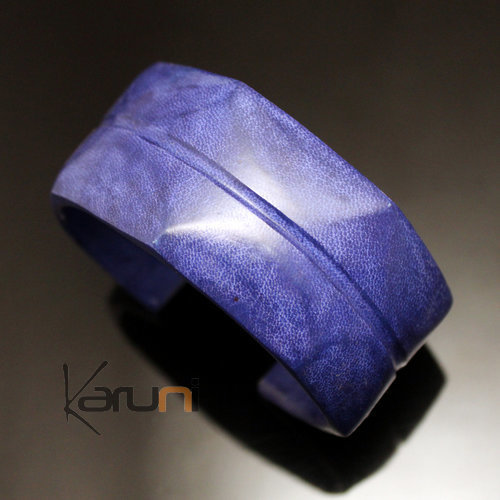 Bracelet Manchette en Cuir 08 Bleu Touareg 1 ligne