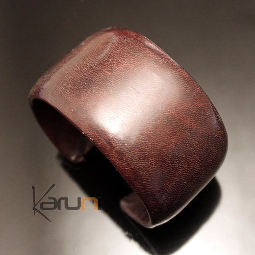 Bijoux Ethniques Bracelet Manchette en Cuir 17 Marron Fonc Touareg