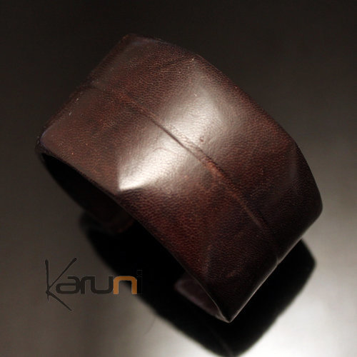 Bracelet Manchette en Cuir 17 Marron Foncé Touareg Ligne
