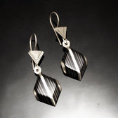 Bijoux Ethniques Touareg Boucles d'Oreilles en Argent et Ebne 81 Diamants Rays