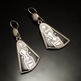 Bijoux Ethniques Touareg Boucles d'Oreilles en Argent et Ebne 85 Triangles Gravs