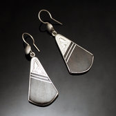 Bijoux Ethniques Touareg Boucles d'Oreilles en Argent et Ebne 104 Triangle Grav Filigranes