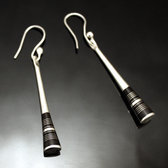 Bijoux Touareg Ethniques Boucles d'Oreilles en Argent et Ebne Massues 75 Attaches Sombres Rondes Lisses