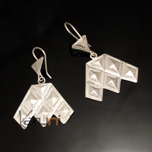 Boucles d'oreilles en Argent 94 Losanges Grand Houmaissa Niger