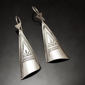 Bijoux Touareg Ethniques Boucles d'oreilles en Argent 124 Longs Triangles Gravs Curve