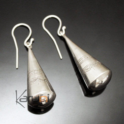 Boucles d'oreilles en Argent 127 Grands Cônes Gravés