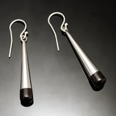 Bijoux Ethniques Touareg Boucles d'Oreilles en Argent et Ebne 185 Goutte de Pluie Fines Design Karuni