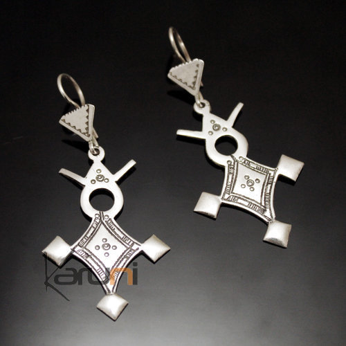 Boucles d'oreilles en Argent 149 Croix du Sud d'Agadez Niger 5 cm