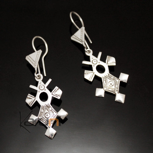 Boucles d'oreilles en Argent 156 Croix du Sud de Tahouha Niger 