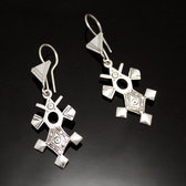 Bijoux Touareg Ethniques Boucles d'oreilles en Argent 156 Croix du Sud de Tahouha Niger 4,5 cm