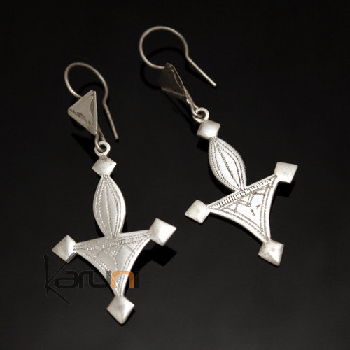 Boucles d'oreilles en Argent 159 Croix du Sud de Bagazen Niger 5,5 cm