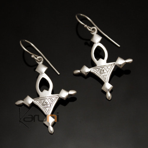 Boucles d'oreilles en Argent 161 Croix du Sud de Bagazen Niger Style Ajourées