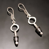 Boucles d'Oreilles en Argent et Ebne 189 Croix du Sud de Zinder Niger 5,5 cm