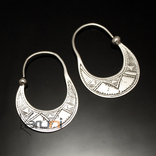 Boucles d'Oreilles Créoles en Argent 53 Plates Gravées 3 cm