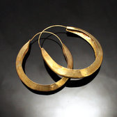 Bijoux Ethniques Africains Boucles d'Oreilles Croles Peul Fulani Mali 109 Bronze Dor Coudes 5 cm Lisses