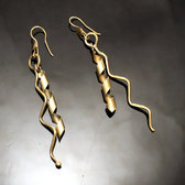 Bijoux Ethniques Africains Boucles d'Oreilles Peul Fulani Mali 131 Bronze Dor Twist Double