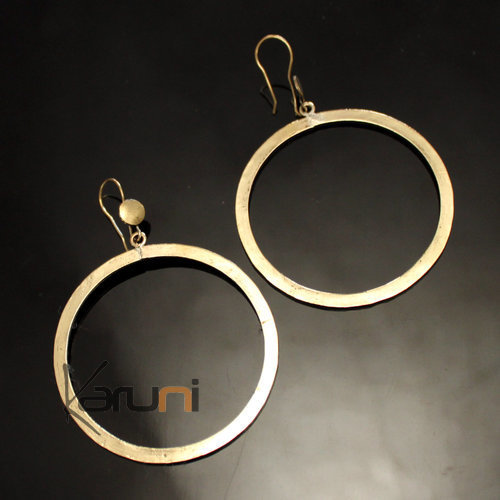 Bijoux Ethniques Africains Boucles d'Oreilles Peul Fulani Mali 134 Bronze Dor Cercle