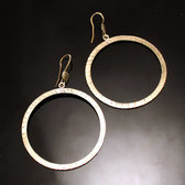 Bijoux Ethniques Africains Boucles d'Oreilles Peul Fulani Mali 134T Bronze Dor Cercle Grav