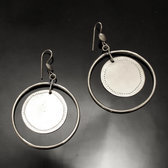 Bijoux Ethniques Africains Boucles d'Oreilles Peul Fulani Mali 108PT Plaqu Argent Pendants Ronds Grav